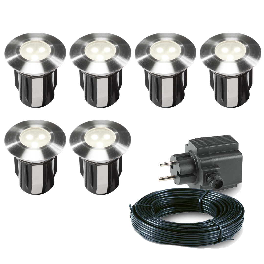 6x LED terras spot - 12V - 5 Watt - 42mm - Complete set 6x LED terras spot - 12V - 5 Watt - 42mm - Complete set